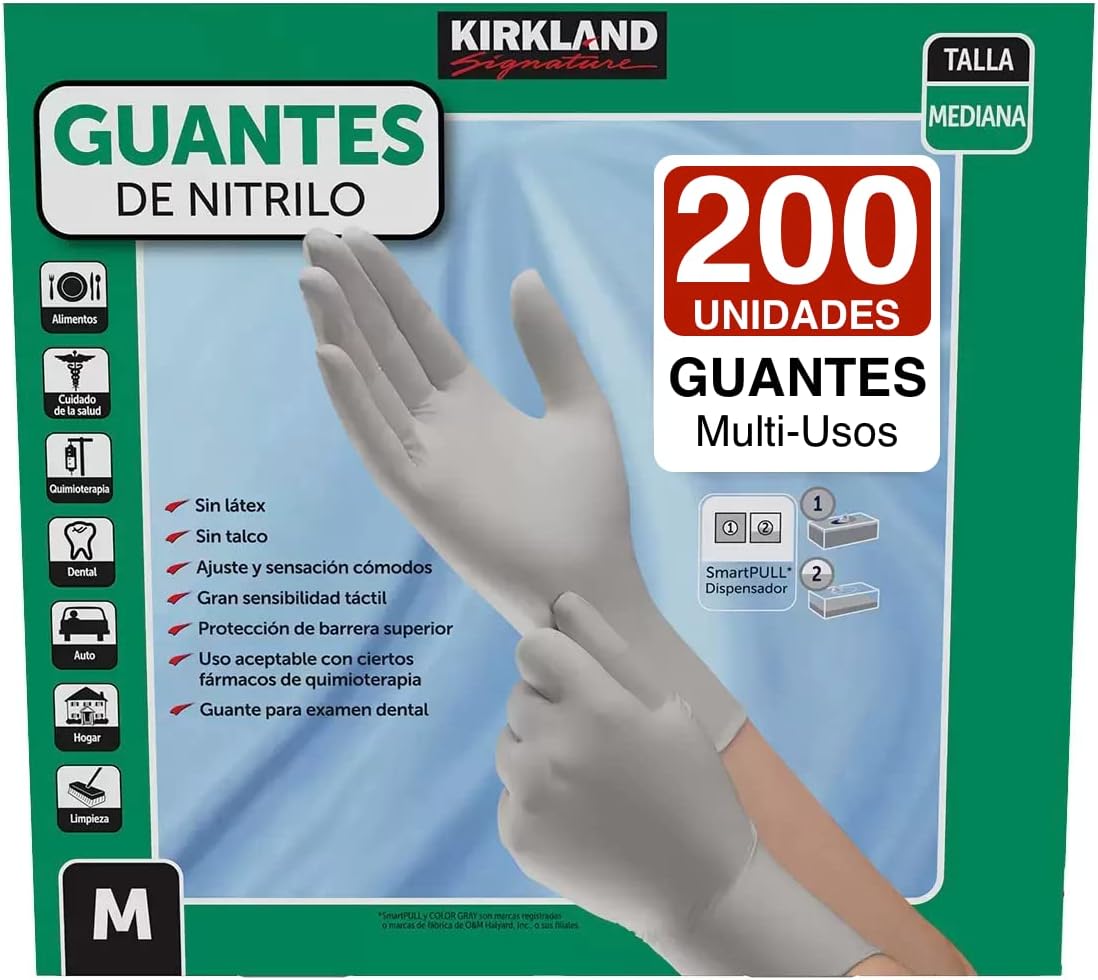 Kirkland Signature Nitrile Gloves, Box of 200, Medium for Health Care, Food Service, Home other uses.