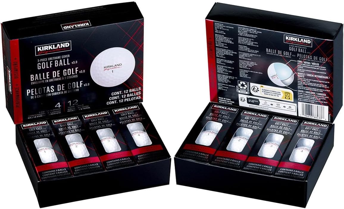 Kirkland Signature V3.0#1654518 Performance Plus 3-Piece Urethane Covered Golf Ball (2 Dozen, 24 Balls) | usga certified, urethane cover, low compression, all weather, greenside spin, 2 dozen value, tournament approved