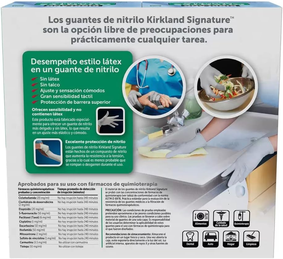 Kirkland Signature Nitrile Gloves, Box of 200, Medium for Health Care, Food Service, Home other uses.