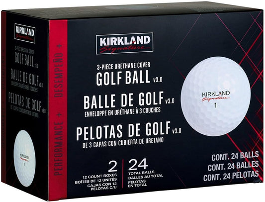 Kirkland Signature V3.0#1654518 Performance Plus 3-Piece Urethane Covered Golf Ball (2 Dozen, 24 Balls) | usga certified, urethane cover, low compression, all weather, greenside spin, 2 dozen value, tournament approved