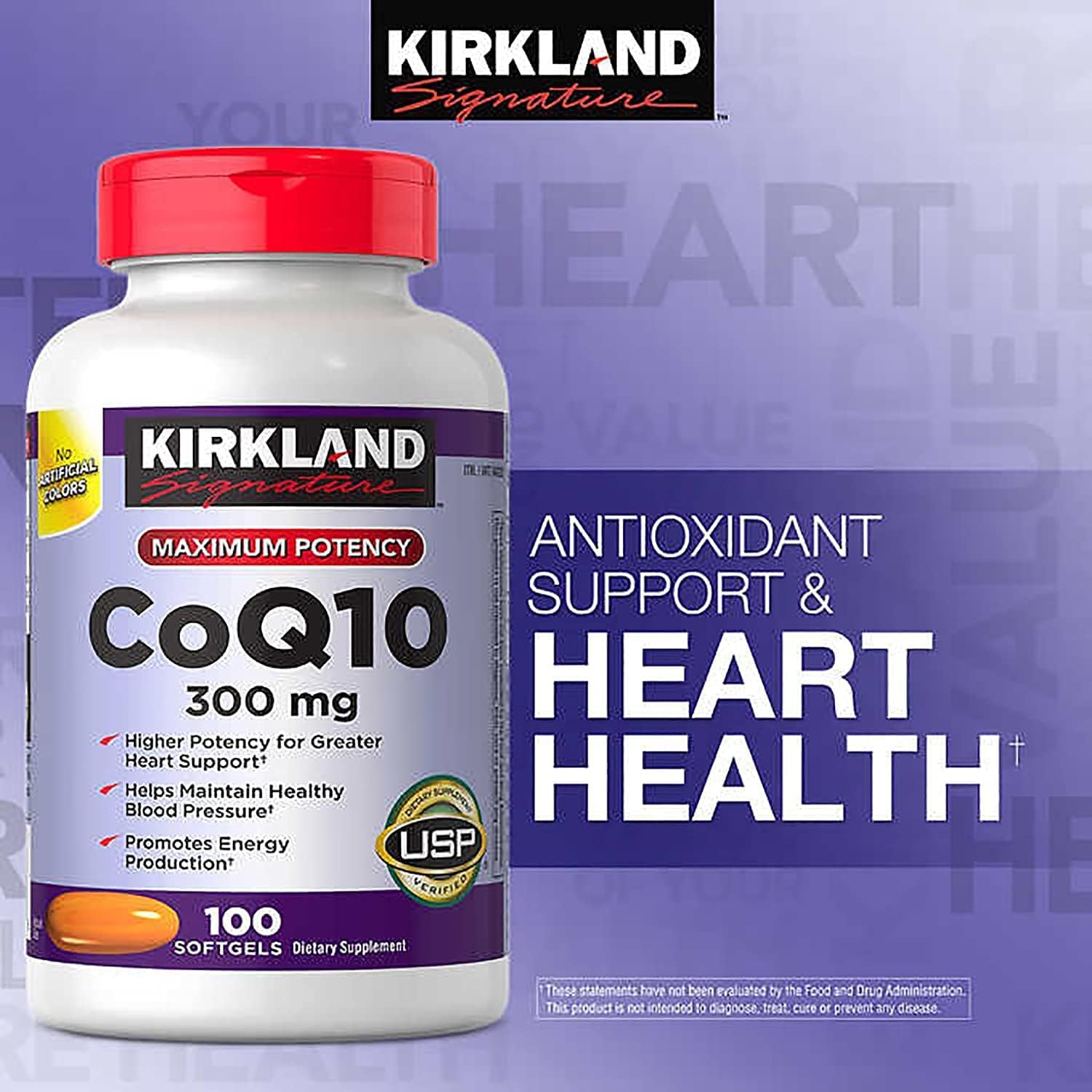 Kirkland Signature CoQ10 300 mg., 100 Softgels (3 Pack)