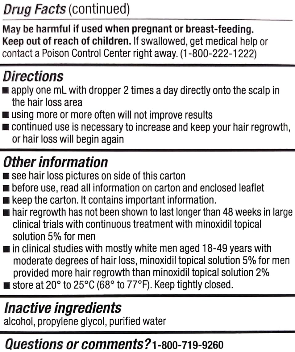 Kirkland Minoxidil 5% for Men, Topical Solution Extra Strength Hair Regrowth Treatment, 6 Months Supply, Total 12 Fl Oz, Dropper Applicator, Exclusive 2 MicroFiber Cleaning Cloths and Comb Included