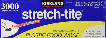 Kirkland Signature Plastic Food Wrap - 6000 SQ. FT (2 Pack, 12" x 3000 SQ. FT Each)
