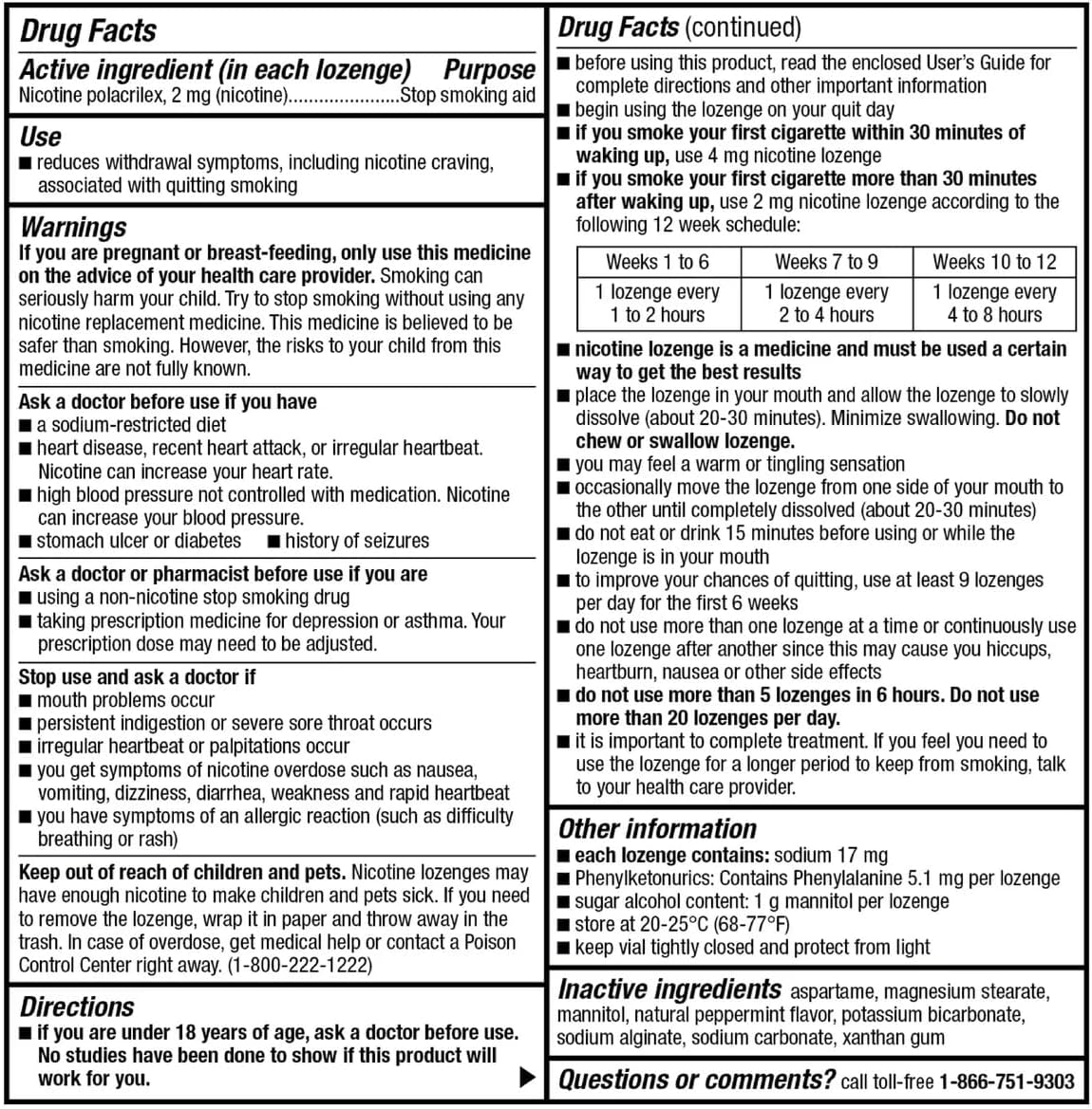 Kirkland Signature Quit Lozenges 2mg., 270 Pieces